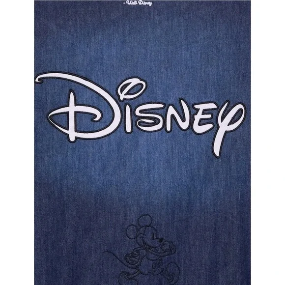 NEW Disney Animation Denim Varsity Jacket Men XL Embroidered Logo Cartoon Lined